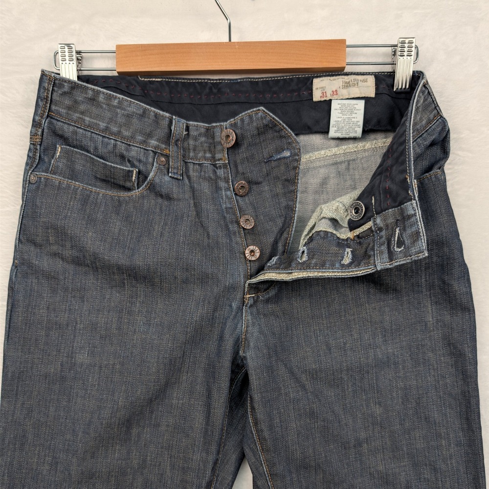 VTG Gap Jeans Mens 31x30 Indigo Straight Denim Button Fly‎ Selvedge Low Rise Y2K